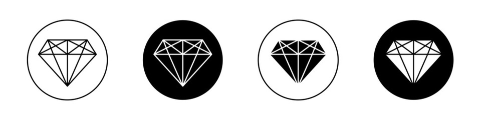 Diamond icon set. precious gemstone vector symbol. jewelry pictogram. premium sign. - obrazy, fototapety, plakaty