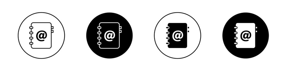 Address book icon set. email address directory vector symbol.
