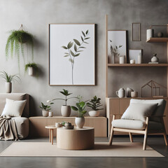 Modern home interior design 3D rendering for background