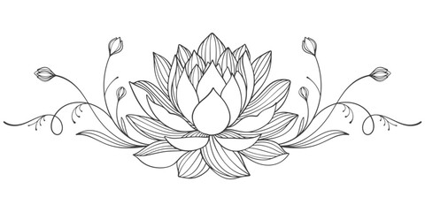 Lotus flower line art style, vesak day vector