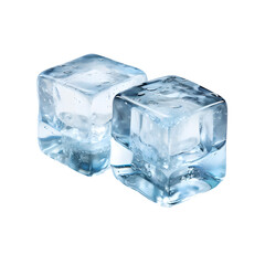 Two ice cubes on transparent background