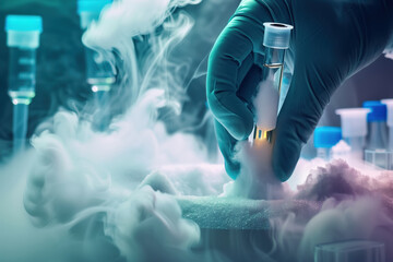 Experiment involving cryogenics conducted by a scientist