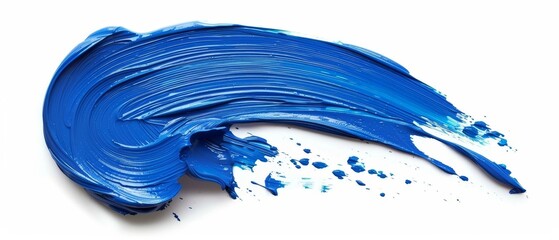 A dynamic azure paint streak across a clean white background, full of motion and vibrant texture.