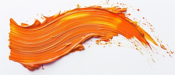 Flowing swoosh of orange paint with fluid motion and vivid streaks against a clean white backdrop.