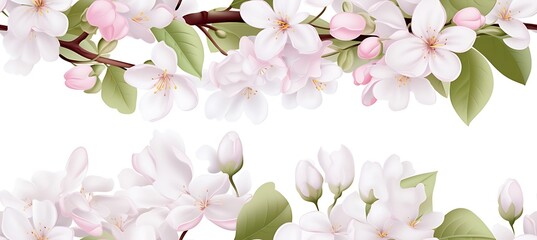 Blossom Wonderland: Border-Decorated Seamless Background Enchanted with Plants and Flowers