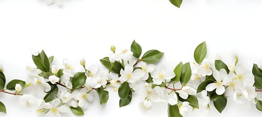Fototapeta premium Bloom Extravaganza: Border-Decorated Seamless Background Alive with Plants and Flowers
