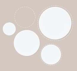 Background of different circles. Banner, poster, infographic template. Business connected process. Social network icon. Empty banner for design, presentation. Vector illustration.