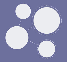 Circles of different sizes with dotted lines. Banner, poster, infographic template. Business connected process. Social network icon. Empty banner for design, steps for presentation. 