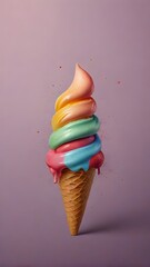 ice cream cone, colorful ice-cream with color background
