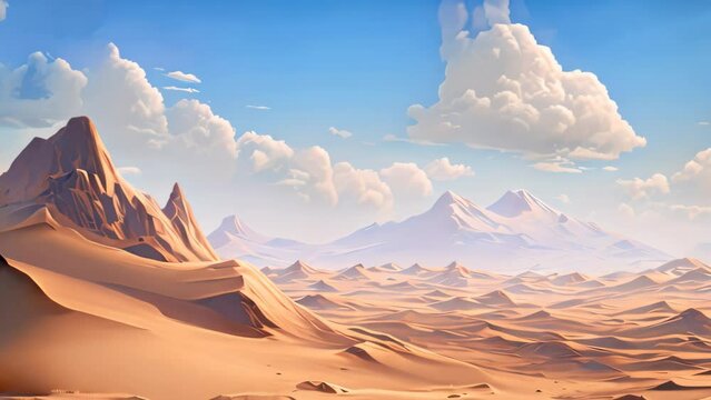 Desert landscape with sand dunes. 3d render illustration, AI Generated