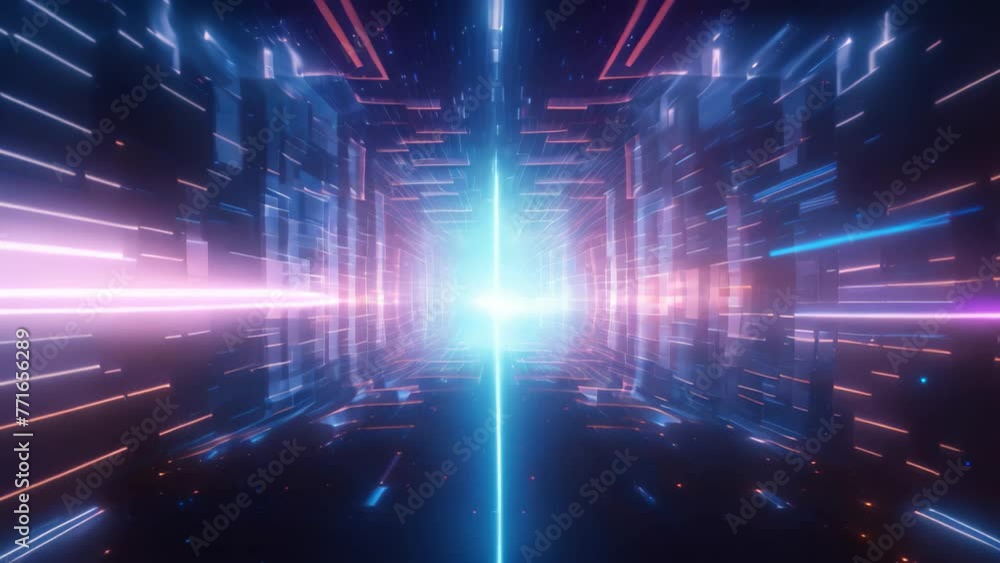Poster abstract technology background with glowing lines and bokeh. 3d rendering, abstract background theme