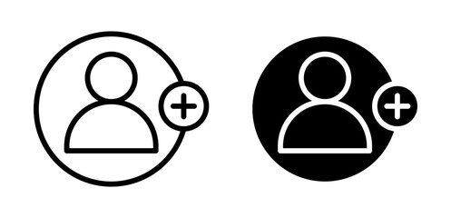 User Add Line Icon Set. Create New Account Vector Icon. New Member Avatar Sign in black and blue color.