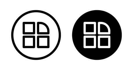 Apps icon set. Menu or application interface button icon. App category symbol in black and blue color.