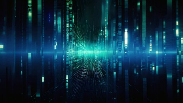 Futuristic technology background with glowing lines and dots. 3d rendering, Abstract binary background for hackathon and other digital events, AI Generated