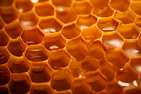 close up of honeycomb under macro lens. Macro photography