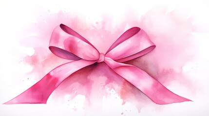 Watercolor breast cancer awareness with ribbon