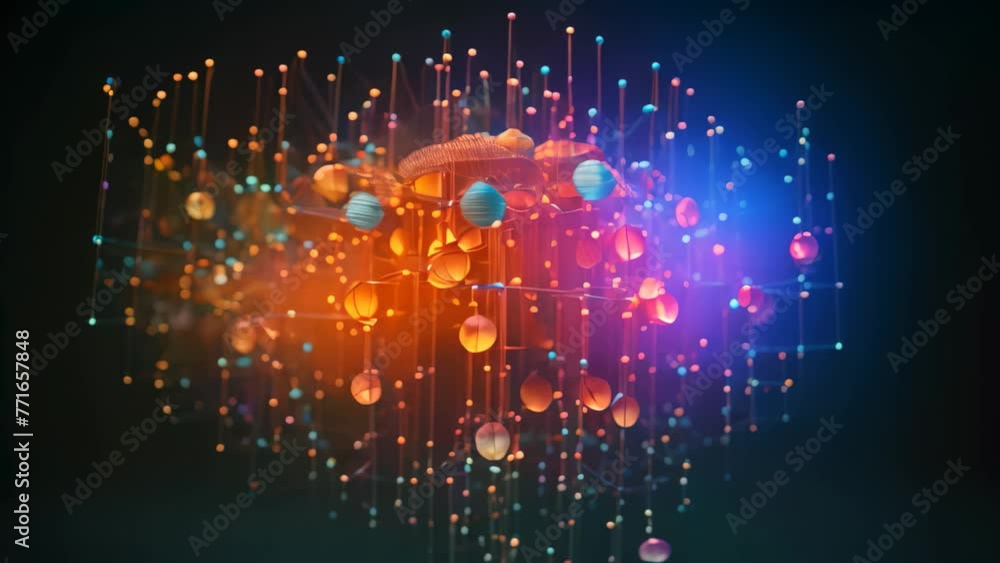 Aufkleber abstract 3d rendering of chaotic colorful particles. futuristic background, ai generated