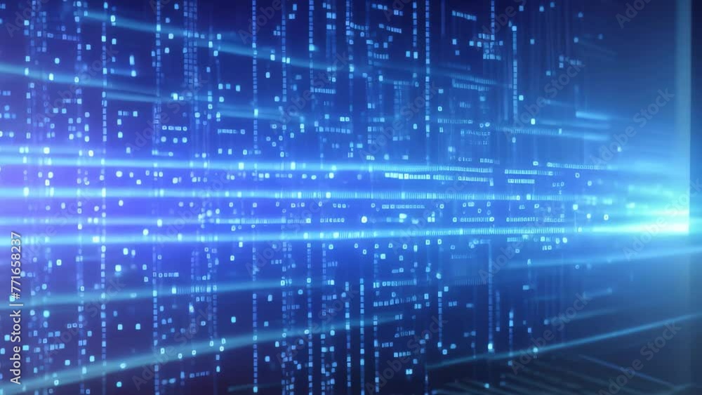 Poster binary code on a dark blue background. computer generated illustration, digital binary code and ai a