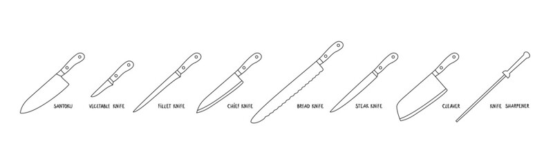 Drawing of a Set of Five Knives