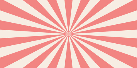 Retro background with rays or stripes in the center. Sunburst or solar burst retro background. Starburst abstract background. Vector illustration