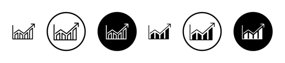 Chart Histogram Icon Set. Finance Graph Diagram Sign. Business Growth Statistic Bar Vector Icon suitable for apps and websites UI designs. - obrazy, fototapety, plakaty