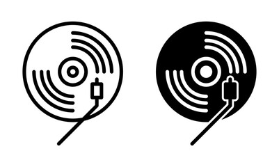 Vinyl line icon set. record disc music player vector icon. disk vinyl vector icon suitable for apps and websites UI designs.