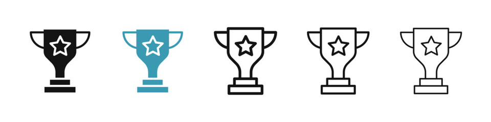 Trophy Vector Icon Set. Sport Tournament Winner Award Line Icon. Contest Champion 1st Prize Cup Icon for UI designs.