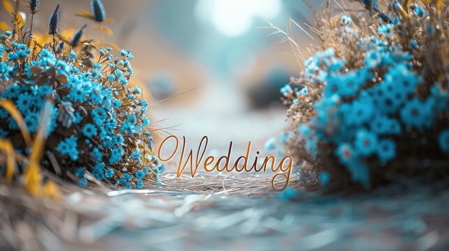 Romantic allure: captivating wedding invitation card adorned with text wedding, blending elegance and sentiment in beautiful design, perfect for announcing and inviting to joyous celebration of love.