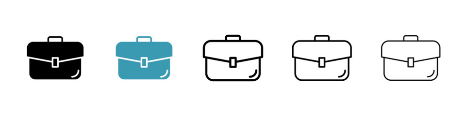 Briefcase vector icon set. Businessman baggage sign. Portfolio brief case vector icon for UI designs.