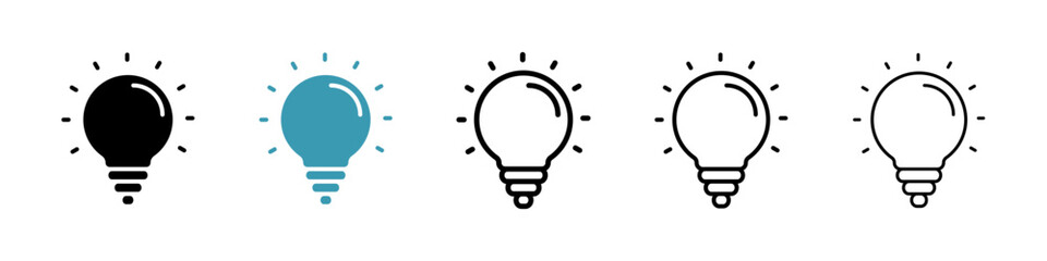 Bulb Line Icon Set for UI Designs. Lightbulb Vector Icon. Lamp Pictogram for UI Designs. Idea Lamp Sign.
