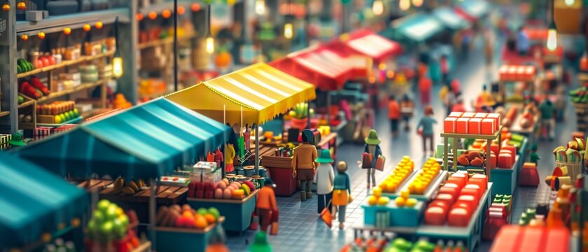 Chatuchak Weekend Market animated in an isometric 3D view highlighting the bustling aisles and diverse vendors