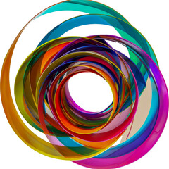 Colorful abstract spiral design cut out on transparent background