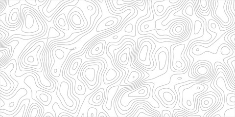 Abstract wavy and curved lines with topographic background. Monochrome 3D waves illustrate geography scheme. Clear loops pattern forms topography grid map.