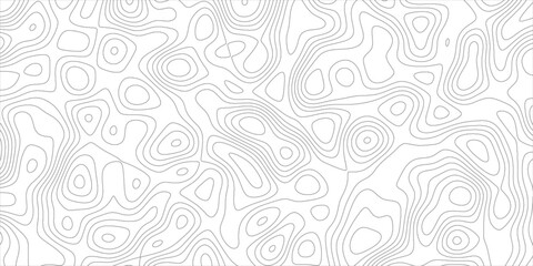 Abstract wavy and curved lines with topographic background. Monochrome 3D waves illustrate geography scheme. Clear loops pattern forms topography grid map.