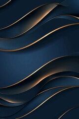 Abstract dark blue background with golden lines pattern for business presentation design template 