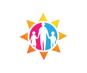 Cheerful Creative Family stand together logo