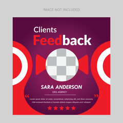 Modern and creative client testimonial social media post design. Customer service feedback review social media post or web banner