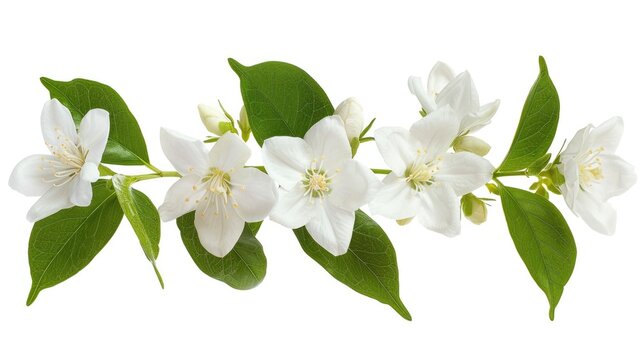Beautiful colorful jasmine flower  isolated on white background Generative AI