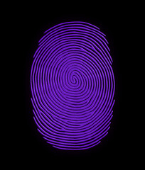 Purple textured fingerprint vector illustration isolated  on black background. - 771669435