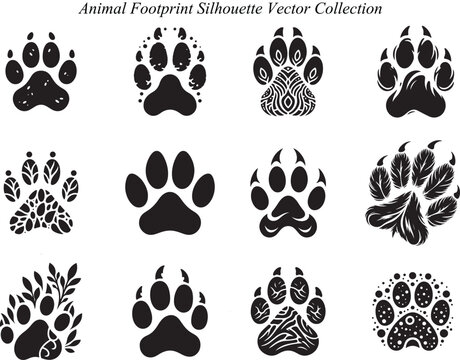 Animal Footprint Silhouette Vector Collection