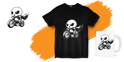 Death rider skull riding a bike vector illustration art