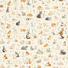 seamless pattern with birds and flowers