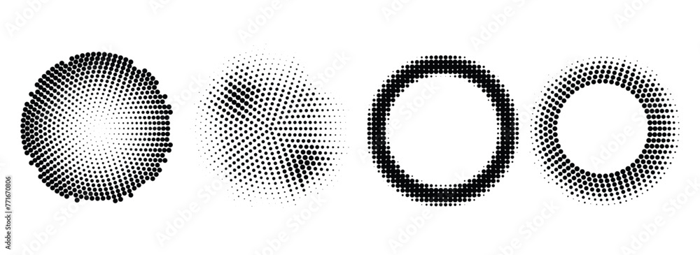 Poster abstract circular halftone background collection isolated on white background
