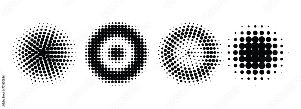 Poster collection of abstract circular halftone design background vector eps