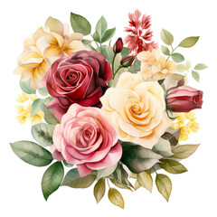 Isolated illustration of a bouquet of roses on a white background