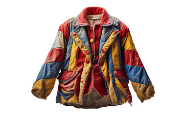 A jacket adorned with vibrant hues of red, yellow, and blue, creating a kaleidoscope of colors