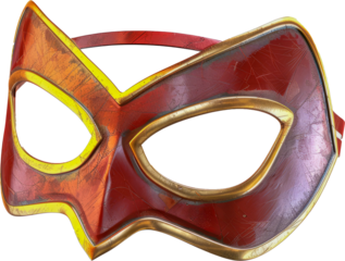 Vintage superhero mask isolated cut out on transparent background
