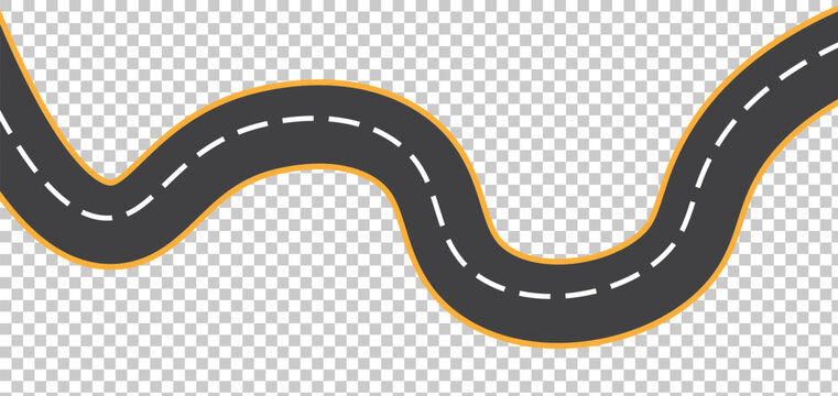 Horizontal asphalt road template. Winding road vector illustration. Seamless highway marking Isolated on background.  Winding road vector illustration. Seamless highway marking Isolated on background.