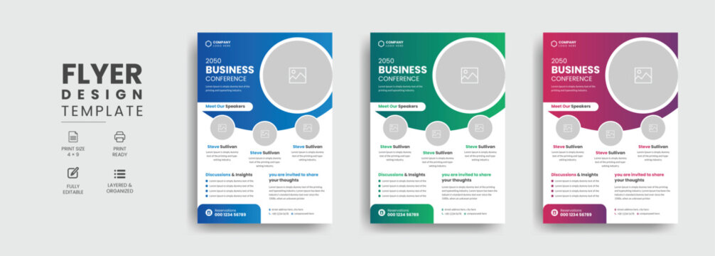 Business Conference Flyer Layout Template Design
