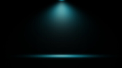 A dark empty stage background with baby blue light